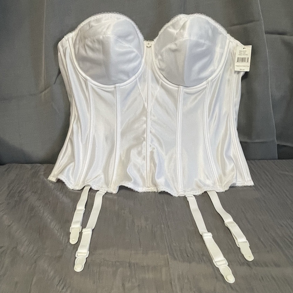 Dominique Longline Bra 44B Adjustable 8950 Corset White Bridal Bustier NEW